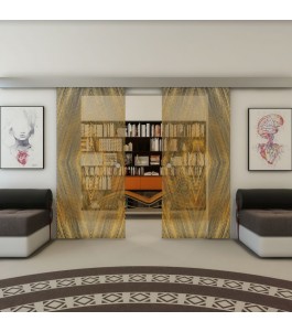 Glasschiebetür ECO-LINE - Fineprint Model 034 Gold auf Grauglas