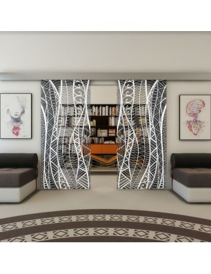 Glasschiebetür ECO-LINE - Fineprint Model 040 Weiss auf Grauglas