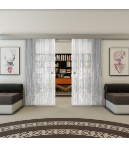Glasschiebetür ECO-LINE - Fineprint Model 050 Weiss auf Grauglas