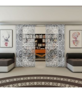 Glasschiebetür ECO-LINE - Fineprint Model 051 Weiss auf Grauglas