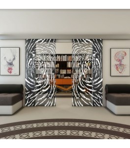 Glasschiebetür ECO-LINE - Fineprint Model 057 Weiss auf Grauglas
