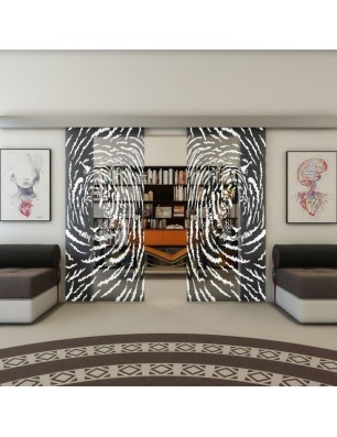 Glasschiebetür ECO-LINE - Fineprint Model 057 Weiss auf Grauglas