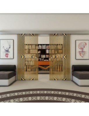 Glasschiebetür ECO-LINE - Fineprint Model 058 Gold auf Grauglas