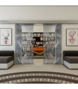 Glasschiebetür ECO-LINE - Fineprint Model 062 Weiss auf Grauglas