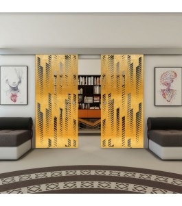Glasschiebetür ECO-LINE - Fineprint Model 067 Gold auf Grauglas