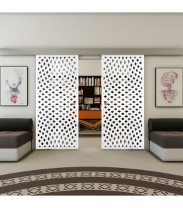 Glasschiebetür ECO-LINE - Fineprint Model 068 Weiss auf Grauglas