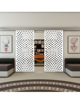 Glasschiebetür ECO-LINE - Fineprint Model 068 Weiss auf Grauglas