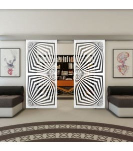 Glasschiebetür ECO-LINE - Fineprint Model 070 Weiss auf Grauglas