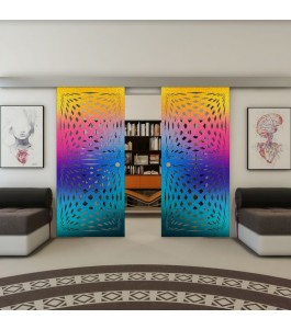 Glasschiebetür ECO-LINE - Fineprint Model 071 Verlauf auf Grauglas