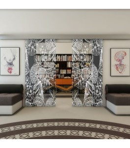 Glasschiebetür ECO-LINE - Fineprint Model 083 Weiss auf Grauglas