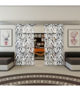 Glasschiebetür ECO-LINE - Fineprint Model 091 Weiss auf Grauglas
