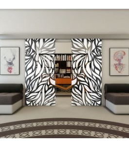Glasschiebetür ECO-LINE - Fineprint Model 096 Weiss auf Grauglas
