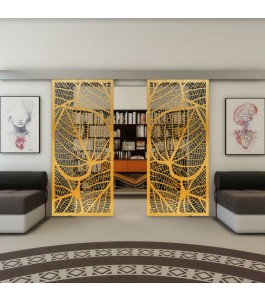 Glasschiebetür ECO-LINE - Fineprint Model 107 Gold auf Grauglas