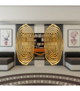 Glasschiebetür ECO-LINE - Fineprint Model 109 Gold auf Grauglas
