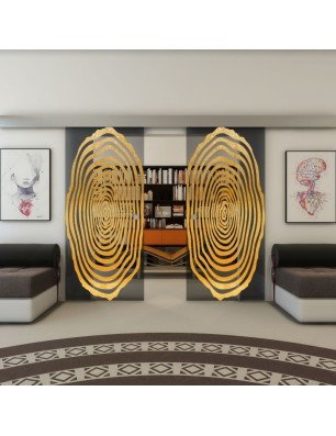Glasschiebetür ECO-LINE - Fineprint Model 109 Gold auf Grauglas