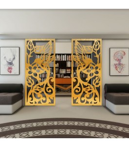 Glasschiebetür ECO-LINE - Fineprint Model 112 Gold auf Grauglas