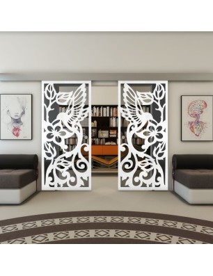 Glasschiebetür ECO-LINE - Fineprint Model 112 Weiss auf Grauglas