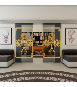 Glasschiebetür ECO-LINE - Fineprint Model 135 Gold auf Grauglas