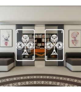 Glasschiebetür ECO-LINE - Fineprint Model 135 Weiss auf Grauglas