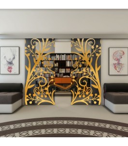 Glasschiebetür ECO-LINE - Fineprint Model 146 Gold auf Grauglas