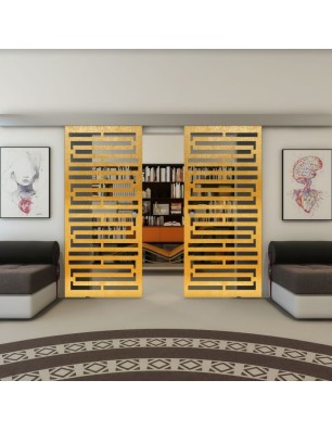 Glasschiebetür ECO-LINE - Fineprint Model 153 Gold auf Grauglas