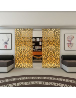 Glasschiebetür ECO-LINE - Fineprint Model 164 Gold auf Grauglas