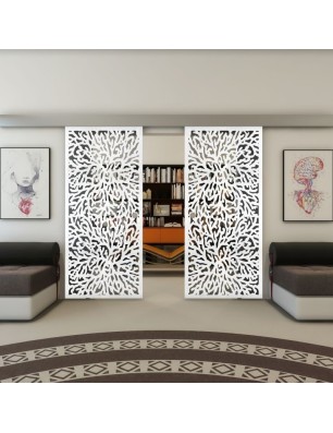 Glasschiebetür ECO-LINE - Fineprint Model 168 Weiss auf Grauglas