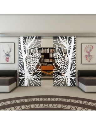 Glasschiebetür ECO-LINE - Fineprint Model 169 Weiss auf Grauglas