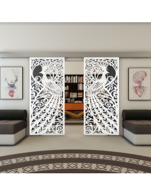 Glasschiebetür ECO-LINE - Fineprint Model 172 Weiss auf Grauglas