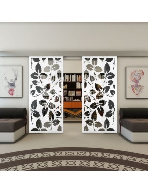 Glasschiebetür ECO-LINE - Fineprint Model 175 Weiss auf Grauglas