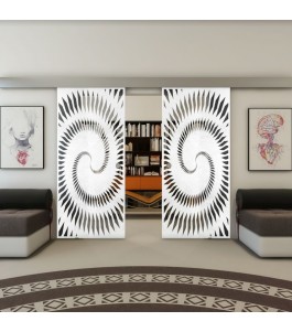 Glasschiebetür ECO-LINE - Fineprint Model 197 Weiss auf Grauglas