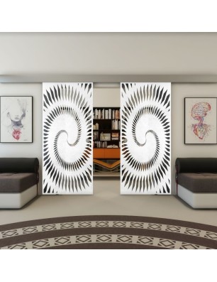 Glasschiebetür ECO-LINE - Fineprint Model 197 Weiss auf Grauglas