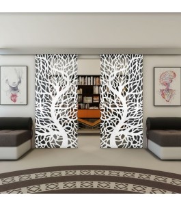 Glasschiebetür ECO-LINE - Fineprint Model 202 Weiss auf Grauglas
