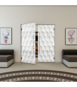 Pendeltür - Fineprint Model 029 Weiss auf Grauglas