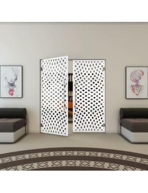 Pendeltür - Fineprint Model 068 Weiss auf Grauglas