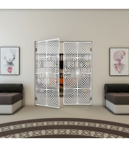 Pendeltür - Fineprint Model 069 Weiss auf Grauglas