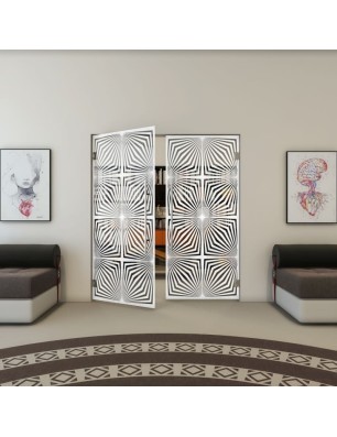 Pendeltür - Fineprint Model 069 Weiss auf Grauglas