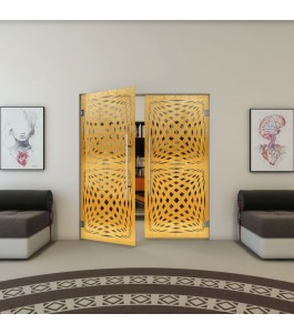 Pendeltür - Fineprint Model 071 Gold auf Grauglas