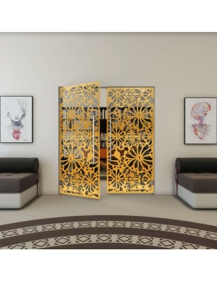 Pendeltür - Fineprint Model 145 Gold auf Grauglas