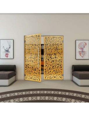 Pendeltür - Fineprint Model 168 Gold auf Grauglas