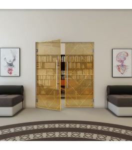 Pendeltür - Fineprint Model 194 Gold auf Grauglas