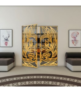 Pendeltür - Fineprint Model 196 Gold auf Grauglas
