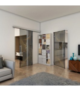 Glasschiebetür SLIM-LINE - Fineprint Model 009 Gold auf Grauglas