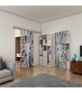 Glasschiebetür SLIM-LINE - Fineprint Model 012 Weiss auf Grauglas