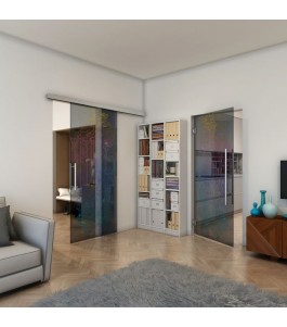 Glasschiebetür SLIM-LINE - Fineprint Model 013 Verlauf auf Grauglas