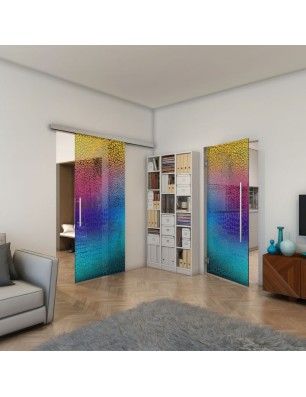 Glasschiebetür SLIM-LINE - Fineprint Model 015 Verlauf auf Grauglas