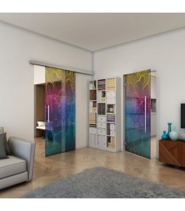 Glasschiebetür SLIM-LINE - Fineprint Model 020 Verlauf auf Grauglas