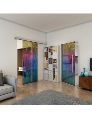 Glasschiebetür SLIM-LINE - Fineprint Model 020 Verlauf auf Grauglas