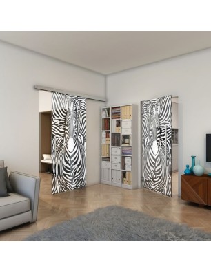 Glasschiebetür SLIM-LINE - Fineprint Model 023 Weiss auf Grauglas