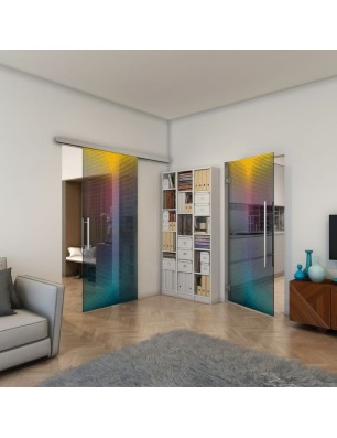 Glasschiebetür SLIM-LINE - Fineprint Model 024 Verlauf auf Grauglas